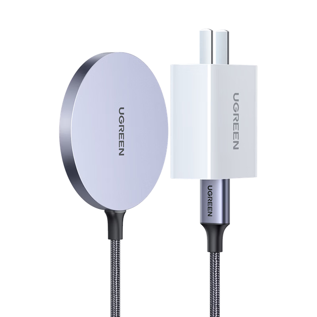 Беспроводное зарядное устройство Ugreen Apple MagSafe с магнитной док-станцией для быстрой зарядки, совместимое с Qi, для iPhone 17/16/15/14/13 Pro Max/Plus, подставка для зарядки телефона и наушников. - Фото 4 Беспроводное зарядное устройство Ugreen Apple MagSafe с магнитной док-станцией для быстрой зарядки, совместимое с Qi, для iPhone 17/16/15/14/13 Pro Max/Plus, подставка для зарядки телефона и наушников. - изображение 4