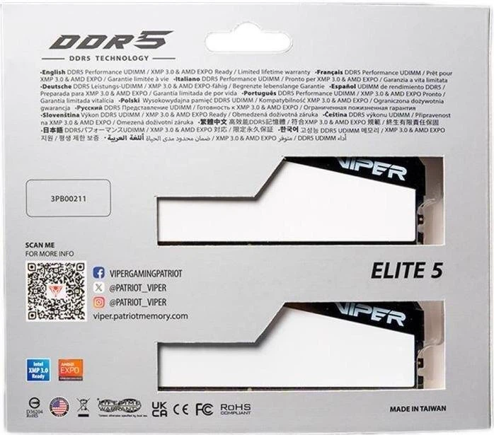 Оперативна пам'ять Patriot DDR5-6400 32768MB XMP AMD EXPO CL32 (Kit of 2x16384) Viper Elite 5 (VEB532G6432KW) - зображення 8