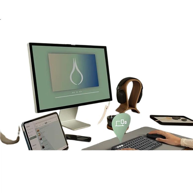 Комплект Logitech PEBBLE 2 COMBO Enterprise Wireless Office Silent Bluetooth Keyboard and Mouse Set Slim Portable Stylish 2.4G+Bluetooth Moonlight Blue [Групповая скидка] - изображение 3