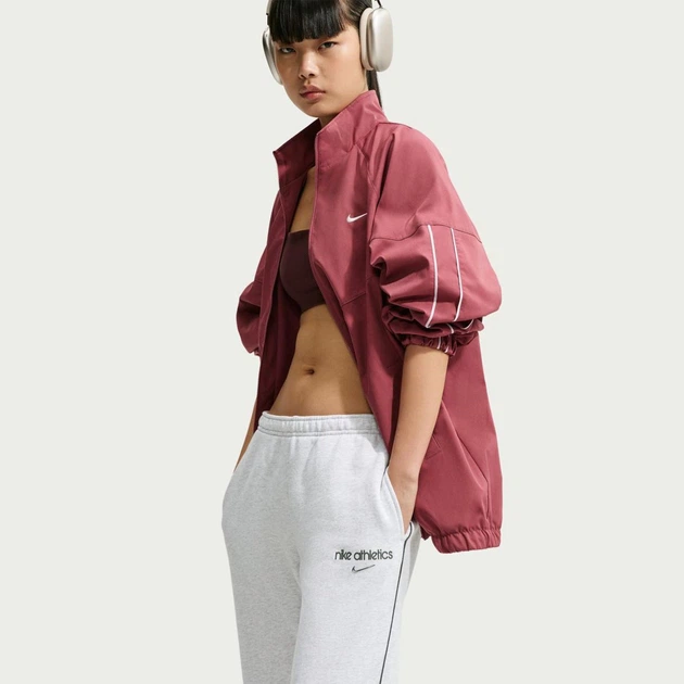 Брюки женские Nike Studio Fleece Medium Weight Mid-Rise Open-Hem Pants M Серый IU3726-051 - изображение 4