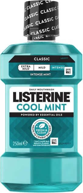Ополіскувач для ротової порожнини Listerine® Свіжа м’ята інтенсивний смак (класичний) 250 мл (3574660639643/5010123703509) - Фото 1 Ополіскувач для ротової порожнини Listerine® Свіжа м’ята інтенсивний смак (класичний) 250 мл (3574660639643/5010123703509) - зображення 1