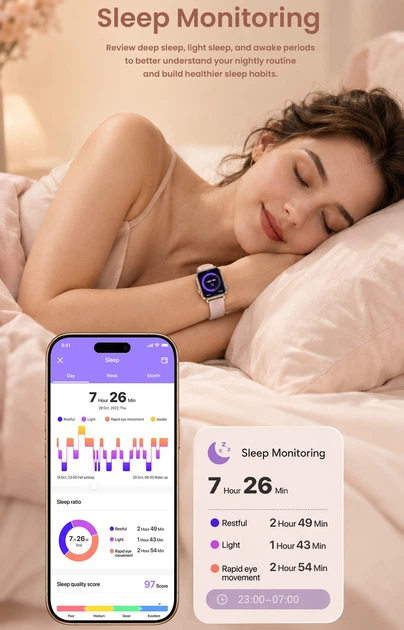 Розумний смарт годинник жіночий білий ремінець Smart Dream Silver Rubber (409303) - зображення 5