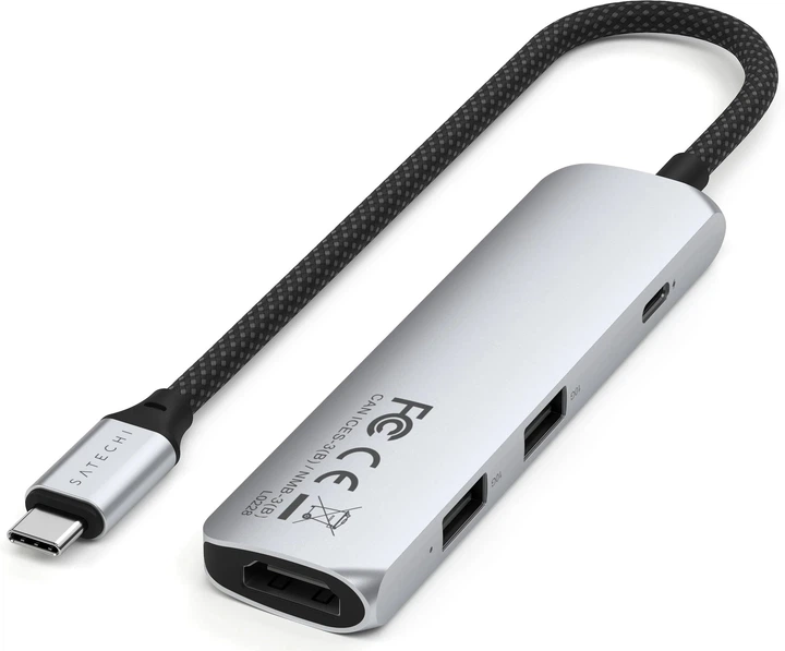Hub Satechi 4-in-1 USB-C Slim Multiport Adapter 4K Silver (810086361717) - obraz 2
