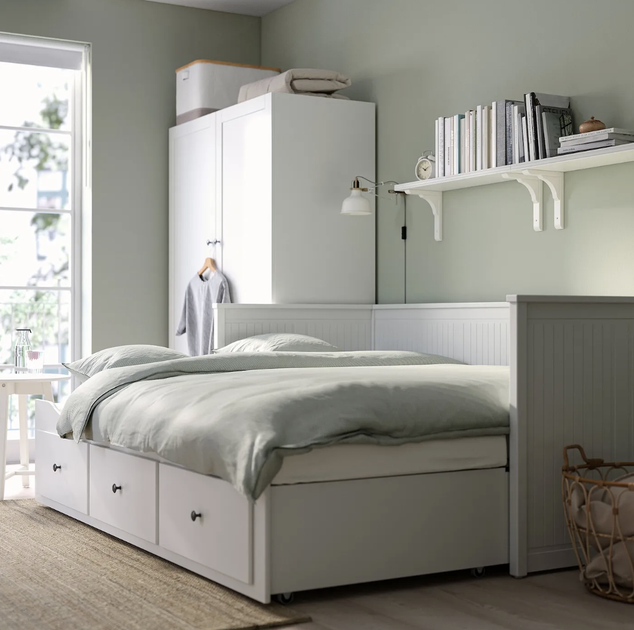 Каркас кушетки с 3-мя выдвижными ящиками, белый, 80x200 см, ИКЕА HEMNES 903.493.26 - изображение 2