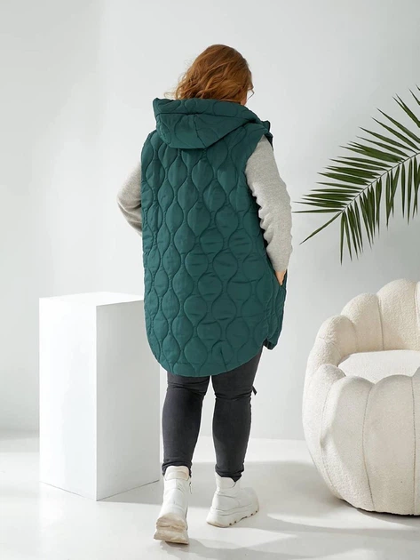 Теплый жилет длинный женский ELFBERG UG-1419 72-74 Изумрудный (2000001017449) - изображение 2