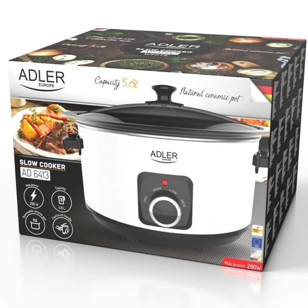 Медленноварка Adler AD6413w 5,8 л 290 Вт White (5905575901354) - изображение 10