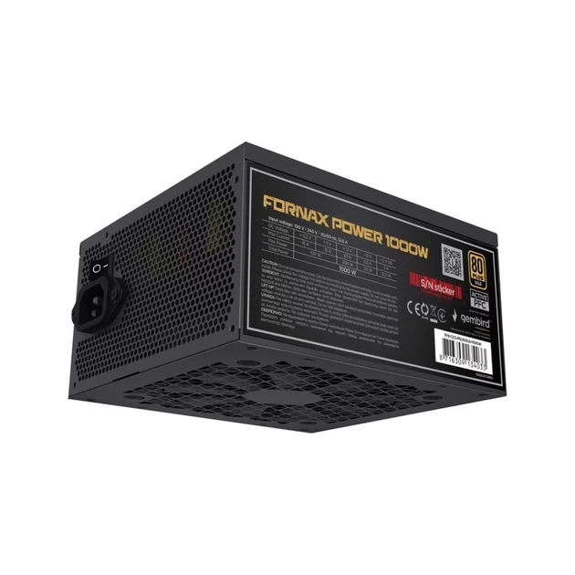 Блок питания Gembird Fornax Power 750 Вт 80 PLUS Gold (8716309134026) - изображение 4