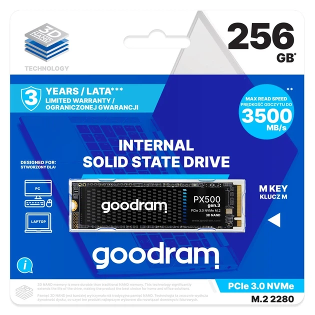SSD-накопичувач Goodram PX500 Gen. 3 256 ГБ M.2 2280 PCIe 3.0 x4 NVMe (5908267966242) - зображення 4