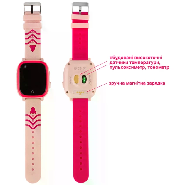 Детские смарт часы AmiGo GO005 4G WIFI Thermometer Pink - изображение 5