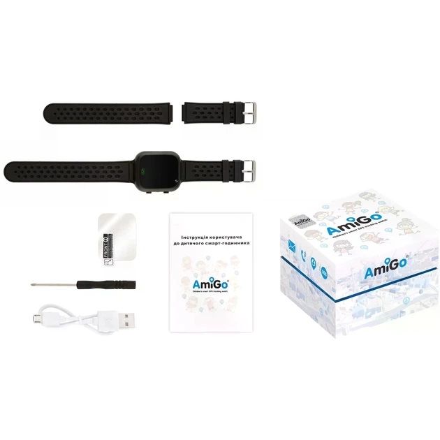 Детские смарт часы AmiGo GO009 Camera+LED WIFI Black - изображение 5