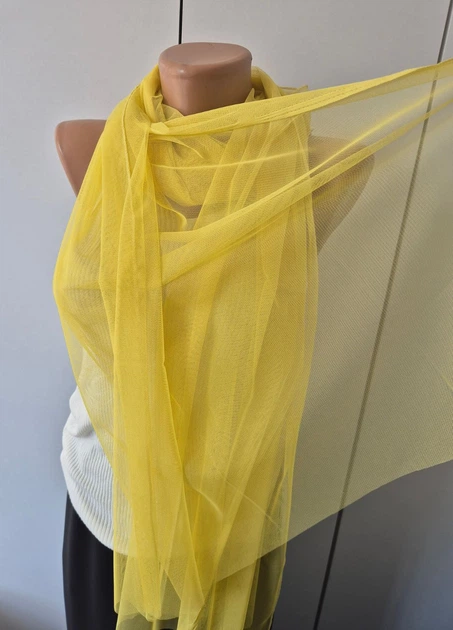 Шарф палантин женский в сетку однотонный лето-весна-осень 200х77 см Без бренду Желтый 19284 - Фото 6 Шарф палантин женский в сетку однотонный лето-весна-осень 200х77 см Без бренду Желтый 19284 - изображение 6