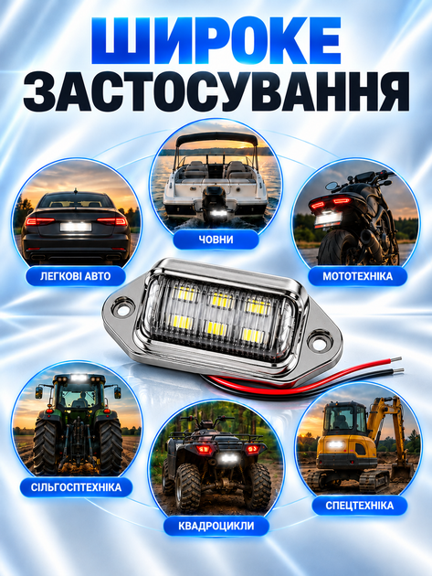 Светодиодная подсветка номера LED лампочка подсветки номерного знака авто фонарь универсальная 12v / 24 В габариты для грузовиков и прицепов в сером корпусе 1 шт. 65мм / 33мм - изображение 9