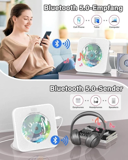 Портативний CD-програвач Greadio з FM-радіо/Bluetooth - Фото 4 Портативний CD-програвач Greadio з FM-радіо/Bluetooth - зображення 4