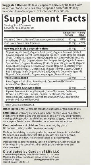 Cynk Garden of Life Vitamin Code RAW Zinc 60 kapsułek (658010116527) - obraz 3
