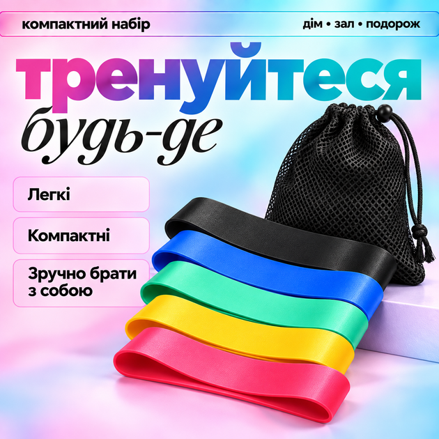 Резинки для фитнеса набор резинок-эспандеров для отжиманий эспандер петля для подтягиваний эластичные ленты сопротивления для спорта фитнес резинки комплект из 5 штук набор + чехол GS-1723 - Фото 4 Резинки для фитнеса набор резинок-эспандеров для отжиманий эспандер петля для подтягиваний эластичные ленты сопротивления для спорта фитнес резинки комплект из 5 штук набор + чехол GS-1723 - изображение 4