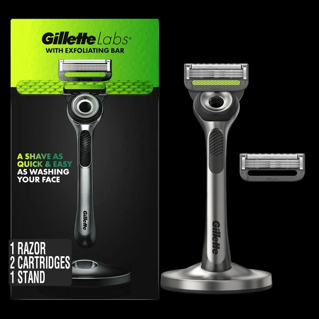 Станок для бритья мужской (Бритва) Gillette Labs c 2 сменными картриджами и подставкой Silver - Фото 4 Станок для бритья мужской (Бритва) Gillette Labs c 2 сменными картриджами и подставкой Silver - изображение 4