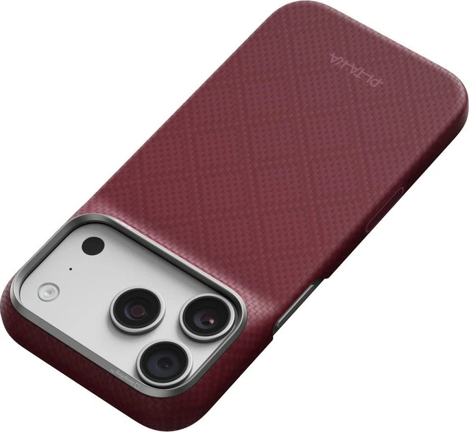 Etui na smartfon Apple iPhone 18 Pro/17 Pro Pitaka Edge Case Argyle MagSafe Burgundy (KI1817P) - obraz 6