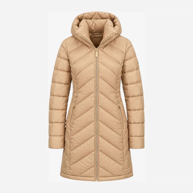 Куртка демисезонная удлиненная с капюшоном женская Michael Kors 296045884 L Бежевая (1163251123) - Фото 4 Куртка демисезонная удлиненная с капюшоном женская Michael Kors 296045884 L Бежевая (1163251123) - изображение 4