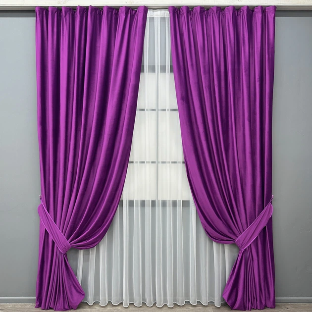 Комплект готовых штор VR-Textil Бархат Фуксия 200х290 см 2 шт (39-0142) - Фото 2 Комплект готовых штор VR-Textil Бархат Фуксия 200х290 см 2 шт (39-0142) - изображение 2