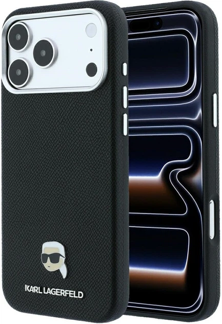 Etui na smartfon Apple iPhone 18 Pro/17 Pro Karl Lagerfeld Grained Karl Head Metal MagSafe Black (KLHMP18L6PSKHLK) - Zdjęcie 1 Etui na smartfon Apple iPhone 18 Pro/17 Pro Karl Lagerfeld Grained Karl Head Metal MagSafe Black (KLHMP18L6PSKHLK) - obraz 1