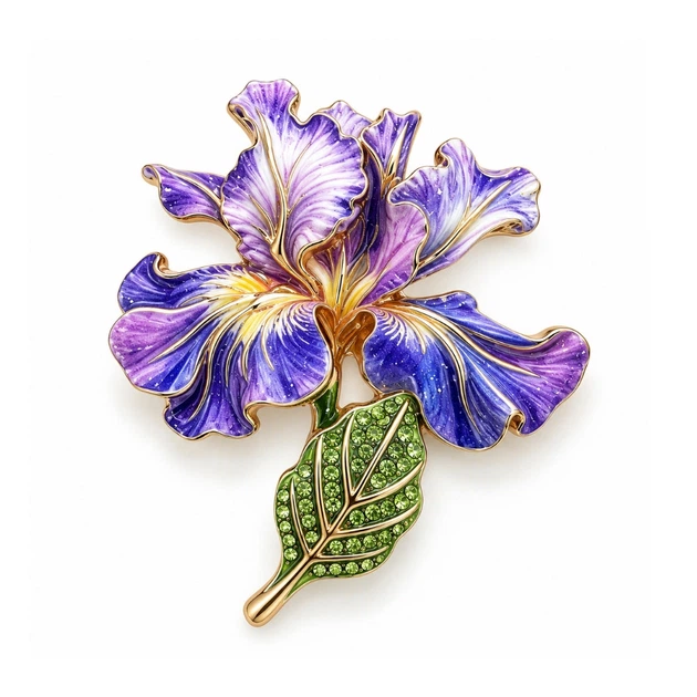 Брошь BROCHE Цветок Ирис фиолетовый BRBF115662 - изображение 2