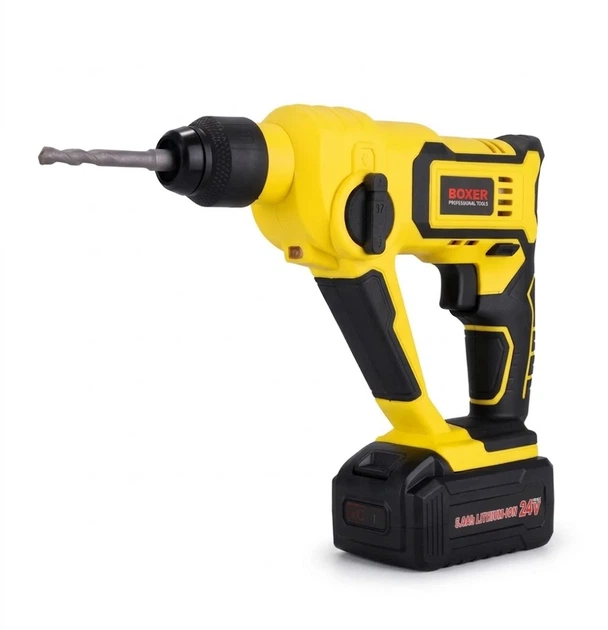 Перфоратор BOXER SR-148 аккумуляторный SDS-plus для сверления бетона металла древесины 24 В бесщеточный 1 Дж 2 батареи Li-Ion - изображение 2