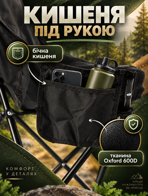 Стул складной уличный с высокой спинкой 90x46x46 см нагрузка 120 кг металл Оксфорд 600D - изображение 4