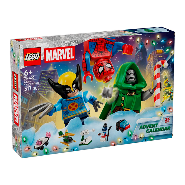 Конструктор LEGO Marvel Адвент-календарь 2026 317 деталей (76340) - Фото 2 Конструктор LEGO Marvel Адвент-календарь 2026 317 деталей (76340) - изображение 2