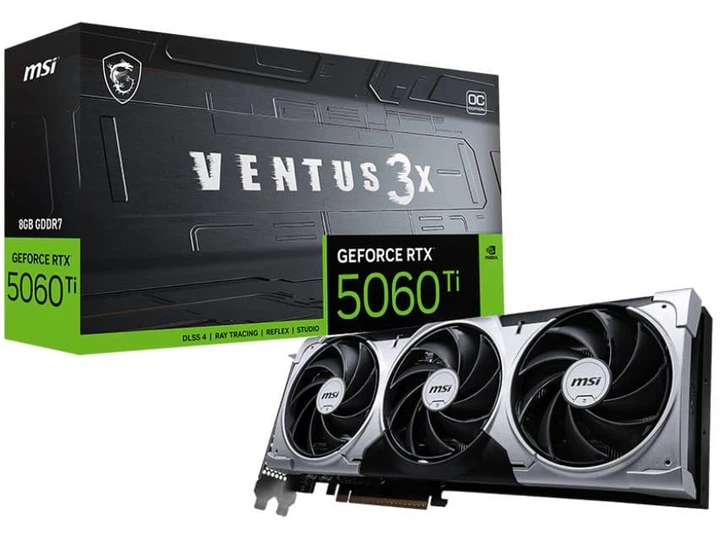 Видеокарта MSI RTX 5060 Ti 8G VENTUS 3X OC (RTX 5060 Ti 8G VENTUS 3X OC) (GDDR7, 128 bit, PCI-E v5.0 x8) - Фото 5 Видеокарта MSI RTX 5060 Ti 8G VENTUS 3X OC (RTX 5060 Ti 8G VENTUS 3X OC) (GDDR7, 128 bit, PCI-E v5.0 x8) - изображение 5