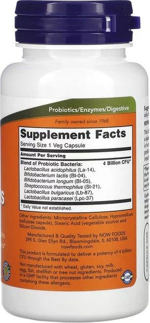 Probiotyki i prebiotyki Now Foods 4X6 Acidophilus 120 kapsułek wegetariańskich (733739029225) - obraz 2