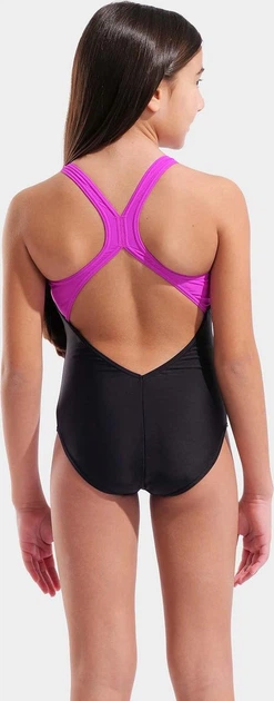 Купальник закритий для дівчат Arena PAINTERLY SWIMSUIT V BACK чорний Діт 128 см - зображення 4