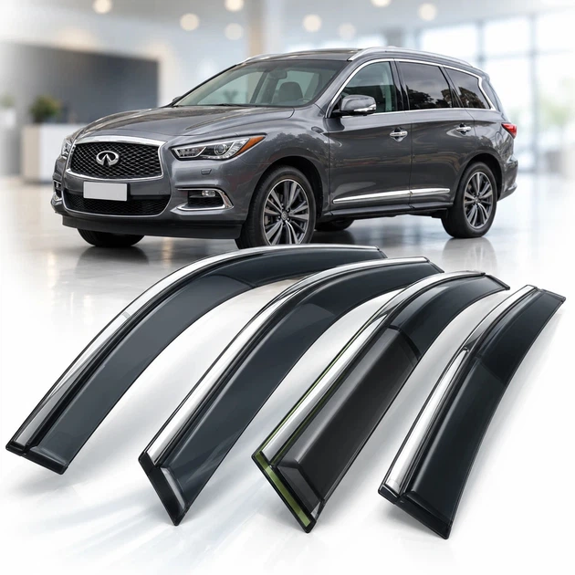Дефлектори вікон Benke для Infiniti QX60 кросовер 2016- з 3D молдингом із нержавіючої сталі комплект 4 шт (BINQX61623-W/S) - Фото 1 Дефлектори вікон Benke для Infiniti QX60 кросовер 2016- з 3D молдингом із нержавіючої сталі комплект 4 шт (BINQX61623-W/S) - зображення 1