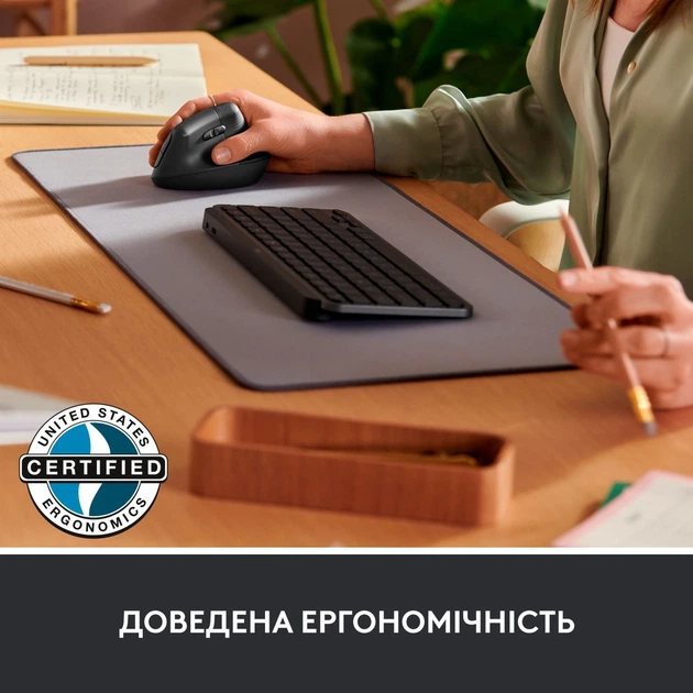 Мишка Logitech Lift Vertical Ergonomic Wireless/Bluetooth for Business Off-white (910-006496) - зображення 5