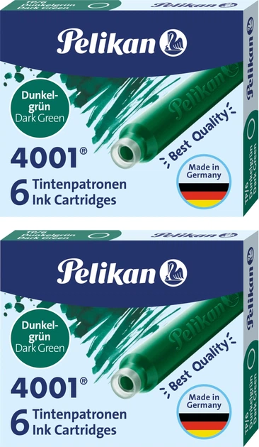 Набір чорнильних картриджів Pelikan коротких Dark Green 6 шт (4012700300089) - Фото 1 Набір чорнильних картриджів Pelikan коротких Dark Green 6 шт (4012700300089) - зображення 1