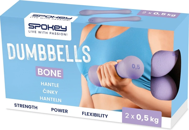 Набор гантелей Spokey BONE 2 x 0.5 кг (5905339419606) - Фото 1 Набор гантелей Spokey BONE 2 x 0.5 кг (5905339419606) - изображение 1