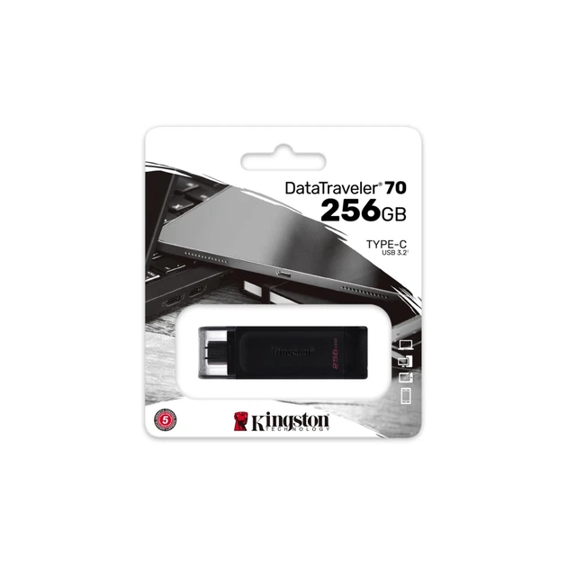 USB-флешка Kingston DataTraveler 70 256 ГБ USB 3.2 Gen 1 Type-C Black (740617331233) - изображение 4