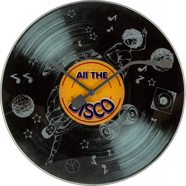 Настенные часы в виде виниловой пластинки "All the Disco" Ø43 см - Фото 1 Настенные часы в виде виниловой пластинки "All the Disco" Ø43 см - изображение 1