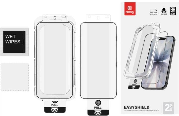 Zestaw szkieł hartowanych do smartfona Apple iPhone 18 Pro/17/17 Pro/16 Pro Crong EasyShield 2 szt. Black (CRGES2PIP1763P) - obraz 2