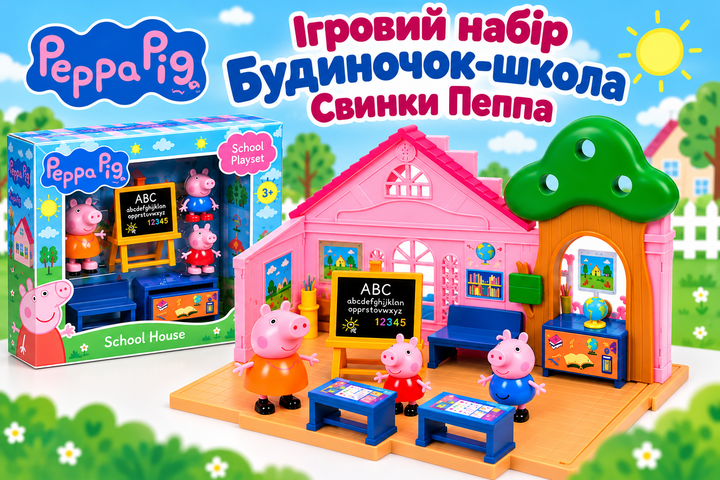 Дитячий ігровий набір «Будиночок-школа Свинки Пеппа» - Фото 1 Дитячий ігровий набір «Будиночок-школа Свинки Пеппа» - изображение 1