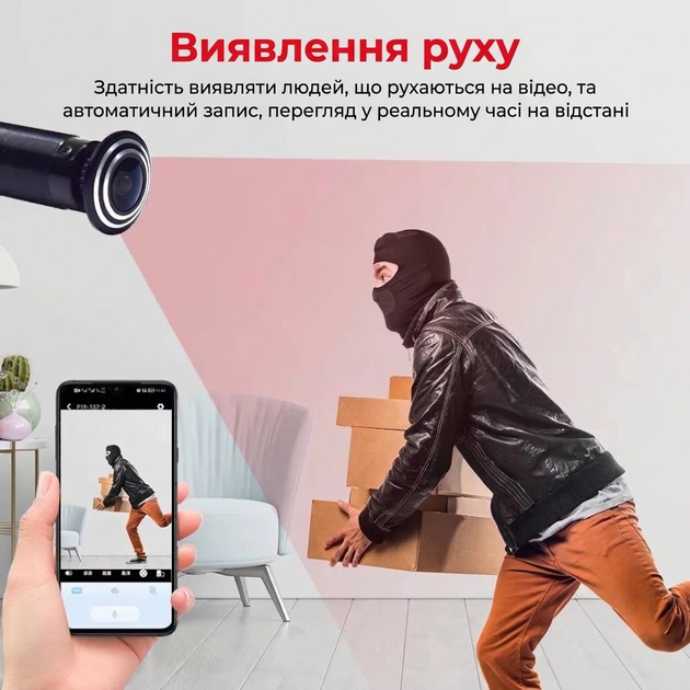 Беспроводной Видеоглазок для входной двери, поддержка Tuya Smart для систем умного дома, умный Wi-Fi-глазок, дверная камера. Запись на телефон/ Двухсторонний звук/ Датчик движения - Фото 8 Беспроводной Видеоглазок для входной двери, поддержка Tuya Smart для систем умного дома, умный Wi-Fi-глазок, дверная камера. Запись на телефон/ Двухсторонний звук/ Датчик движения - изображение 8