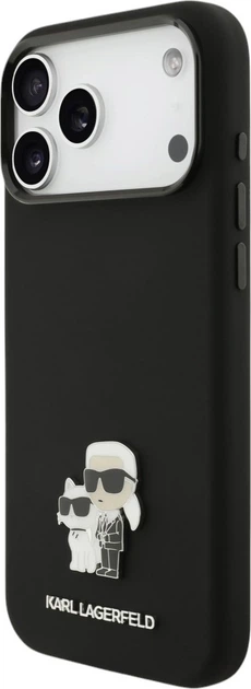 Etui do smartfona Apple iPhone 18 Pro Max/iPhone 17 Pro Max Karl Lagerfeld Silicone Karl&Choupette Metal Pin Black (3666339684112) - obraz 3