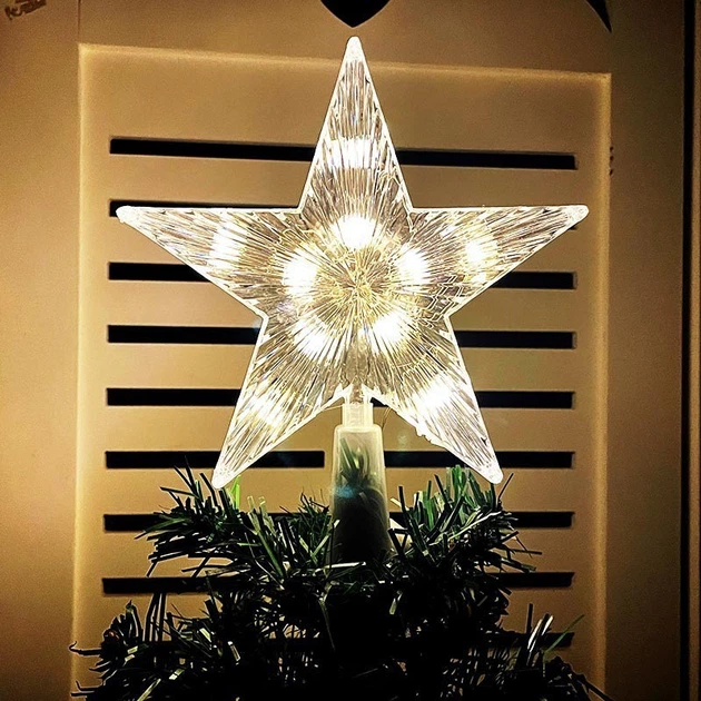 Світлодіодна LED верхівка на ялинку Вифлеємська зірка на батарейках Tree Topper Star Warm White - Фото 2 Світлодіодна LED верхівка на ялинку Вифлеємська зірка на батарейках Tree Topper Star Warm White - изображение 2