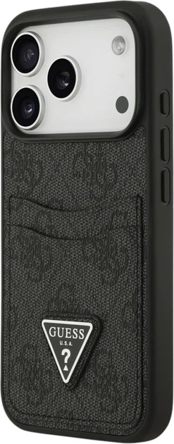 Etui portfelowe do smartfona Apple iPhone 18 Pro/iPhone 17 Pro Guess 4G Double Card Triangle Black (3666339681463) - obraz 3