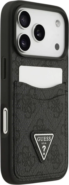 Etui portfelowe do smartfona Apple iPhone 18 Pro/iPhone 17 Pro Guess 4G Double Card Triangle Black (3666339681463) - obraz 4