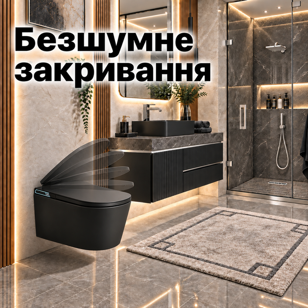 Смарт унитаз биде с сушкой и пультом подвесной умный унитаз черный с подогревом сиденья Smart унитаз с LED-дисплеем Asans G58 - изображение 6