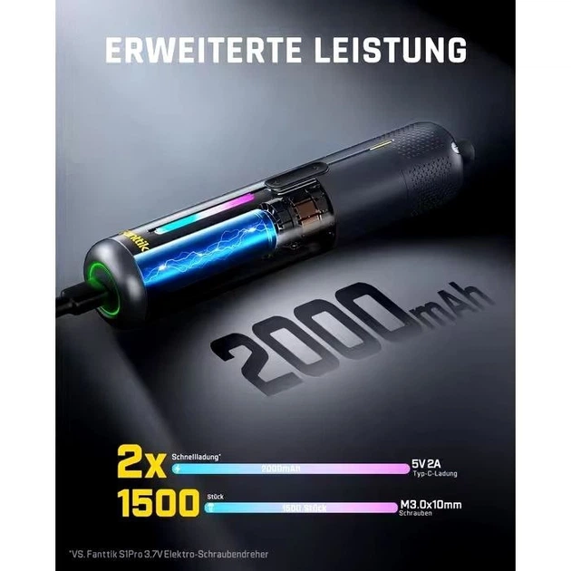 Аккумуляторная отвертка Fanttik Nex S2 Pro 6 Н*м, 7 ступеней, 250 об/мин, Type-C - изображение 10