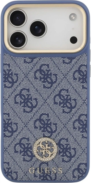 Etui do smartfona Apple iPhone 18 Pro Max/iPhone 17 Pro Max Guess 4G Strass Logo MagSafe Blue (3666339682354) - obraz 2