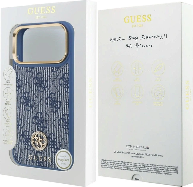 Etui do smartfona Apple iPhone 18 Pro Max/iPhone 17 Pro Max Guess 4G Strass Logo MagSafe Blue (3666339682354) - obraz 8
