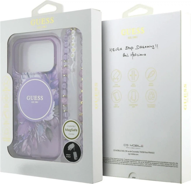 Чохол для смартфона Apple iPhone 18 Pro/iPhone 17 Pro Guess IML Flowers Pearl Strap MagSafe Purple (3666339681265) - зображення 8