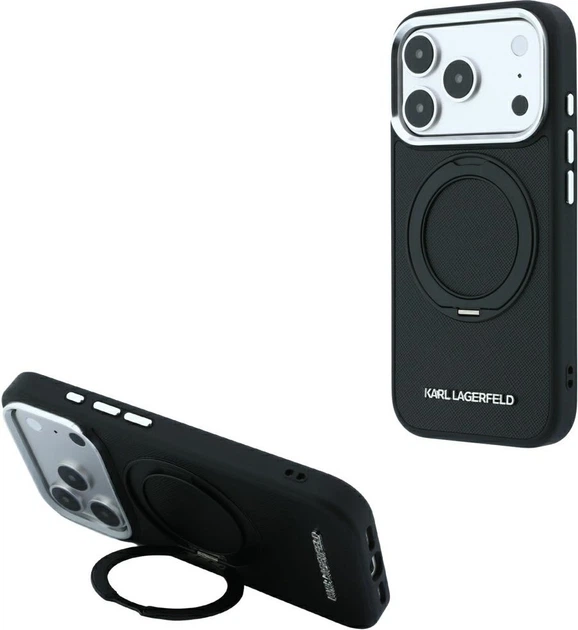 Чохол для смартфона Apple iPhone 18 Pro/iPhone 17 Pro Karl Lagerfeld Ring Stand 360 Saffiano Classic Logo MagSafe Black (3666339657680) - зображення 7